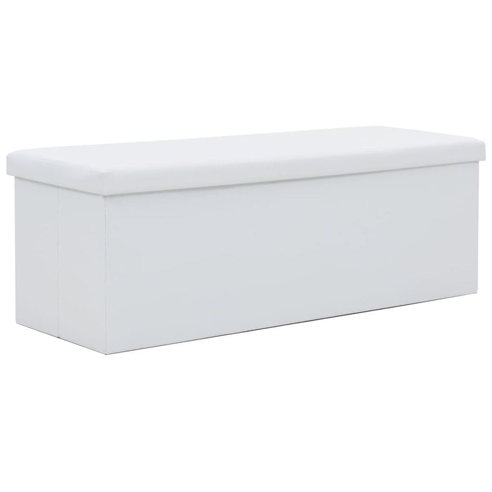 Vidaxl Skladacia úložná lavica z umelej kože 110x38x38 cm biela